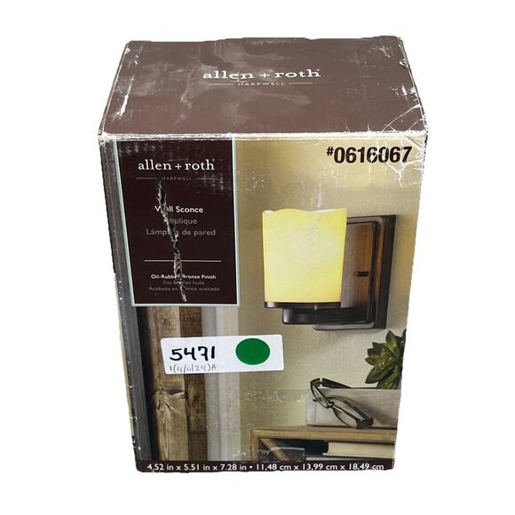 Allen + Roth Harpwell Wall Sconce Oil Rubbed Bronze Finish #0616067. {98}. - Picture 1 of 14